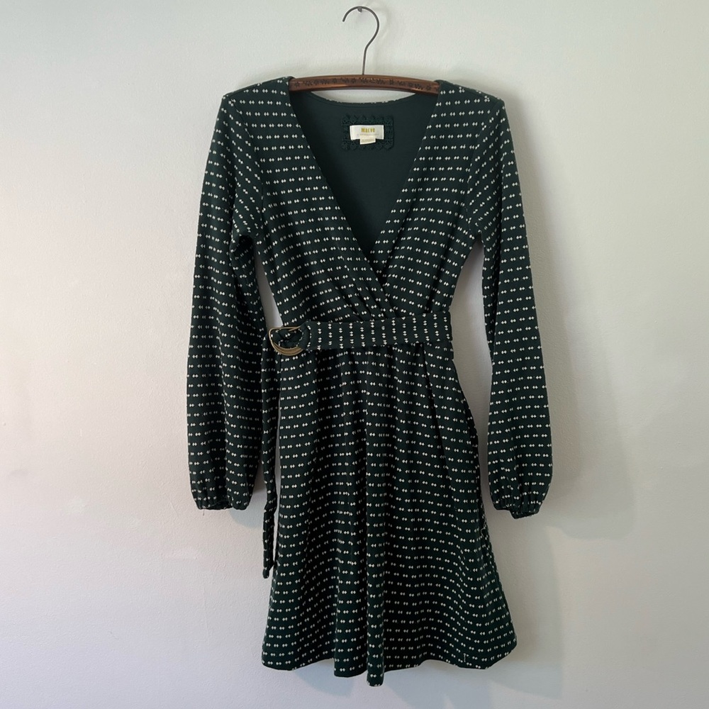 Anthropologie Maeve long sleeve green dress
